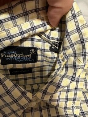 Original FineOxford by Evergreens Yellow & Navy Plaid Button-Up Shirt